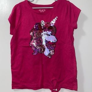Girls’ Pink Short Sleeve Graphic Tee - size M(7/8)